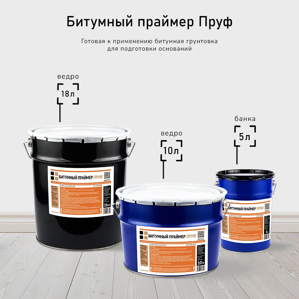 Фото 5 Битумный праймер Пруф 10л ведро
