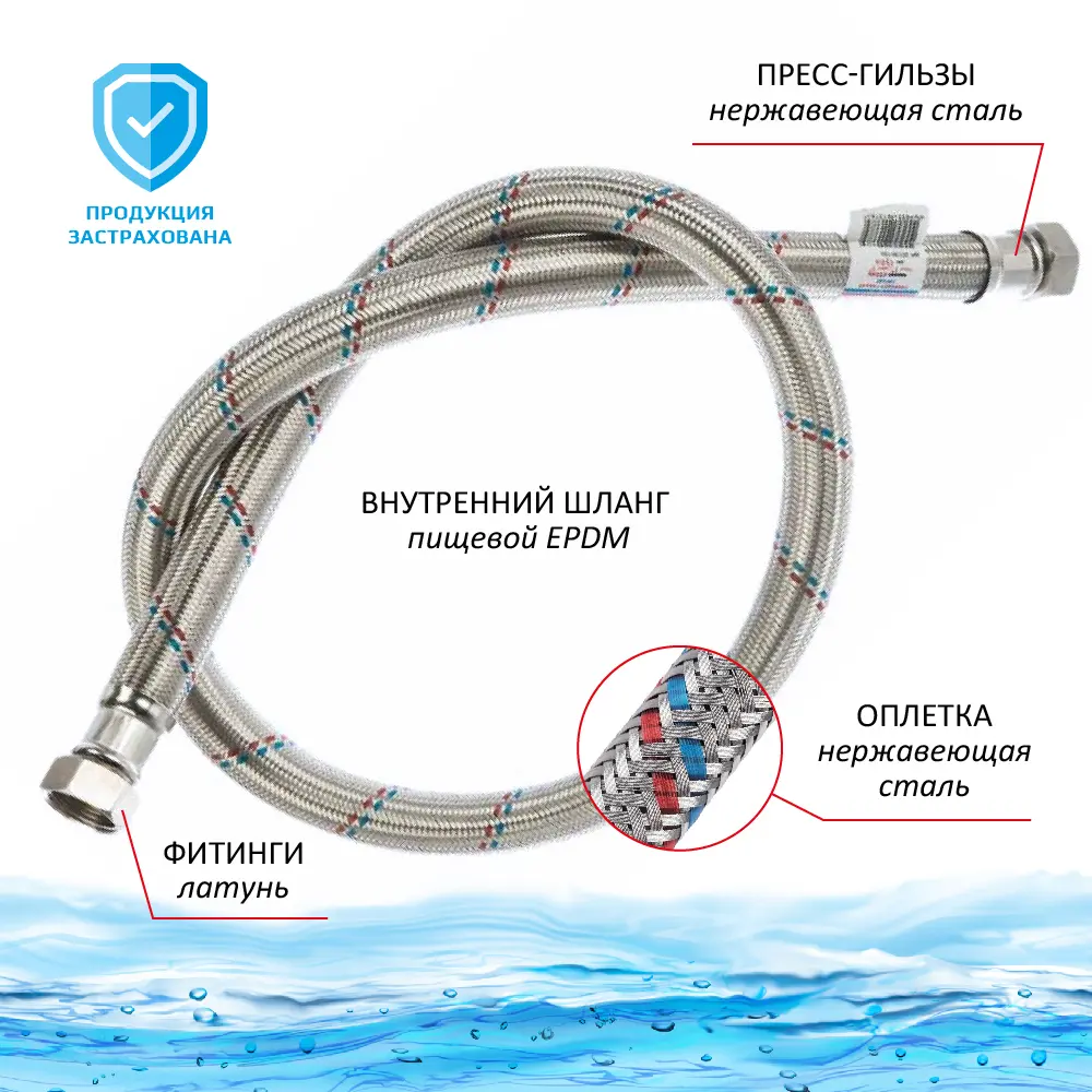 Фото 3 Гибкая подводка для воды Тр-сантехника Гигант 3/4" внутренняя-внутренняя резьба 40 см Фото 3 Гибкая подводка для воды Тр-сантехника Гигант 3/4" внутренняя-внутренняя резьба 40 см