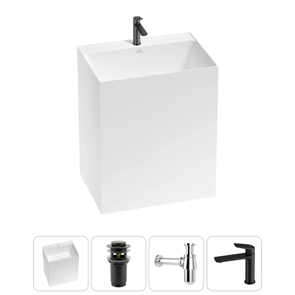 Фото Раковина Wellsee doux 20213191R 70см цвет цвет набора матовый черный Фото Раковина Wellsee doux 20213191R 70см цвет цвет набора матовый черный