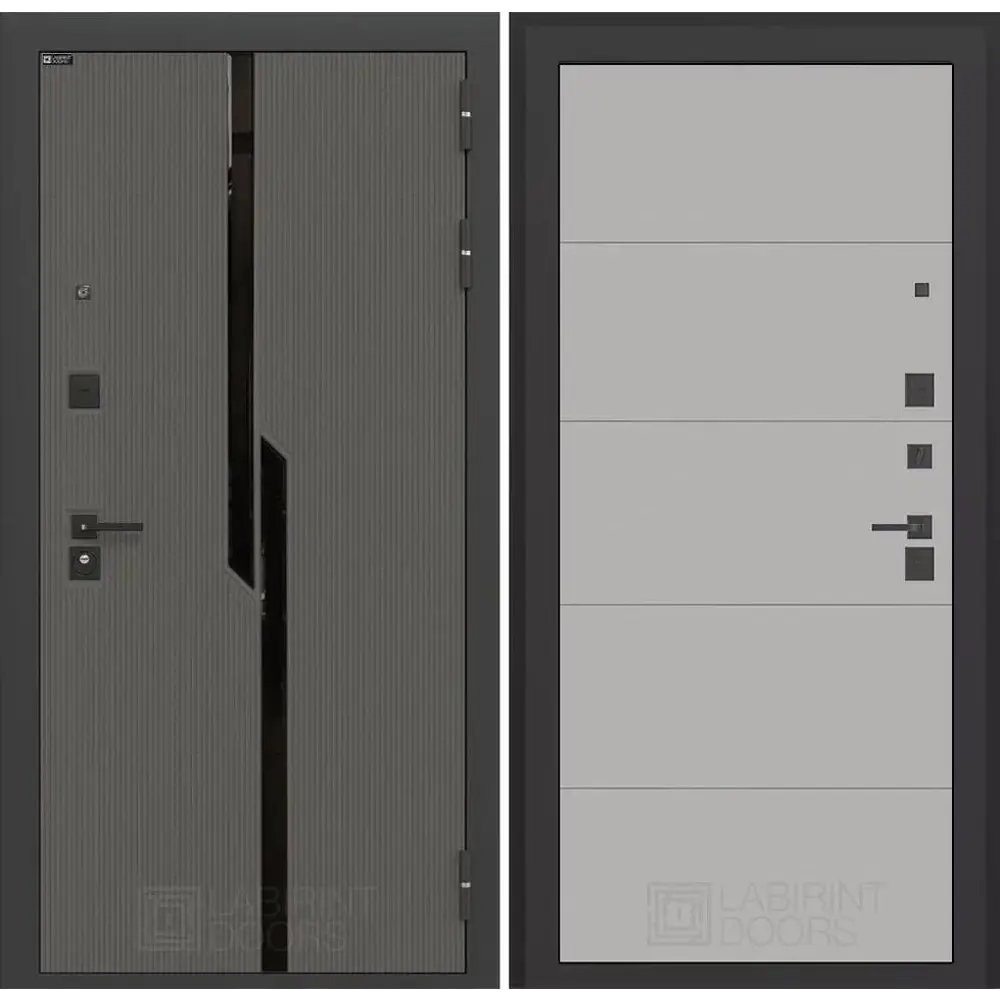 Фото Входная дверь Labirintdoors Карбон 205x96см правый цвет грей софт/лофт графит с панелью П13 Фото Входная дверь Labirintdoors Карбон 205x96см правый цвет грей софт/лофт графит с панелью П13