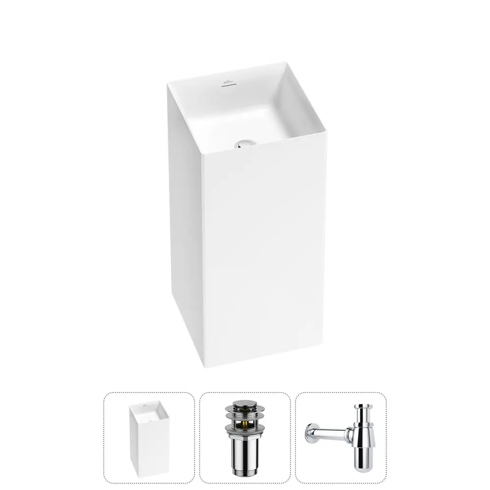 Фото Напольная раковина отдельностоящая Wellsee Pure BY Wellsee 20213230R размер 40x40x85 см, с донным клапаном и сифоном Фото Напольная раковина отдельностоящая Wellsee Pure BY Wellsee 20213230R размер 40x40x85 см, с донным клапаном и сифоном