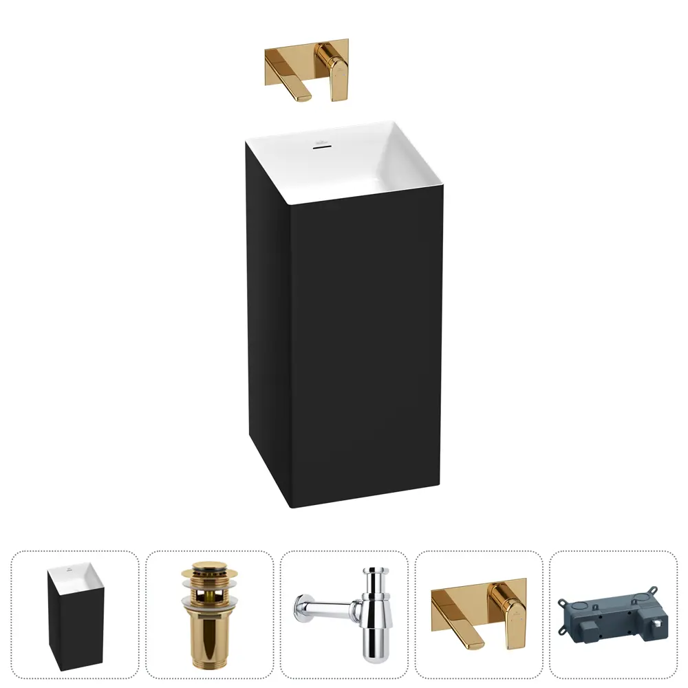 Фото Напольная раковина отдельностоящая Wellsee Pure BY Wellsee 20213248R размер 40x40x85 см, с донным клапаном, сифоном и смесителем Фото Напольная раковина отдельностоящая Wellsee Pure BY Wellsee 20213248R размер 40x40x85 см, с донным клапаном, сифоном и смесителем
