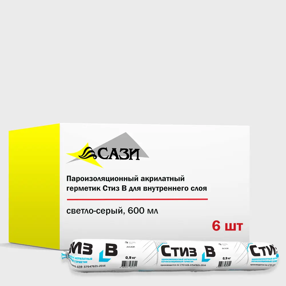 Фото Герметик для окон Стиз В внутри помещения светло-серый 600 мл 6 шт