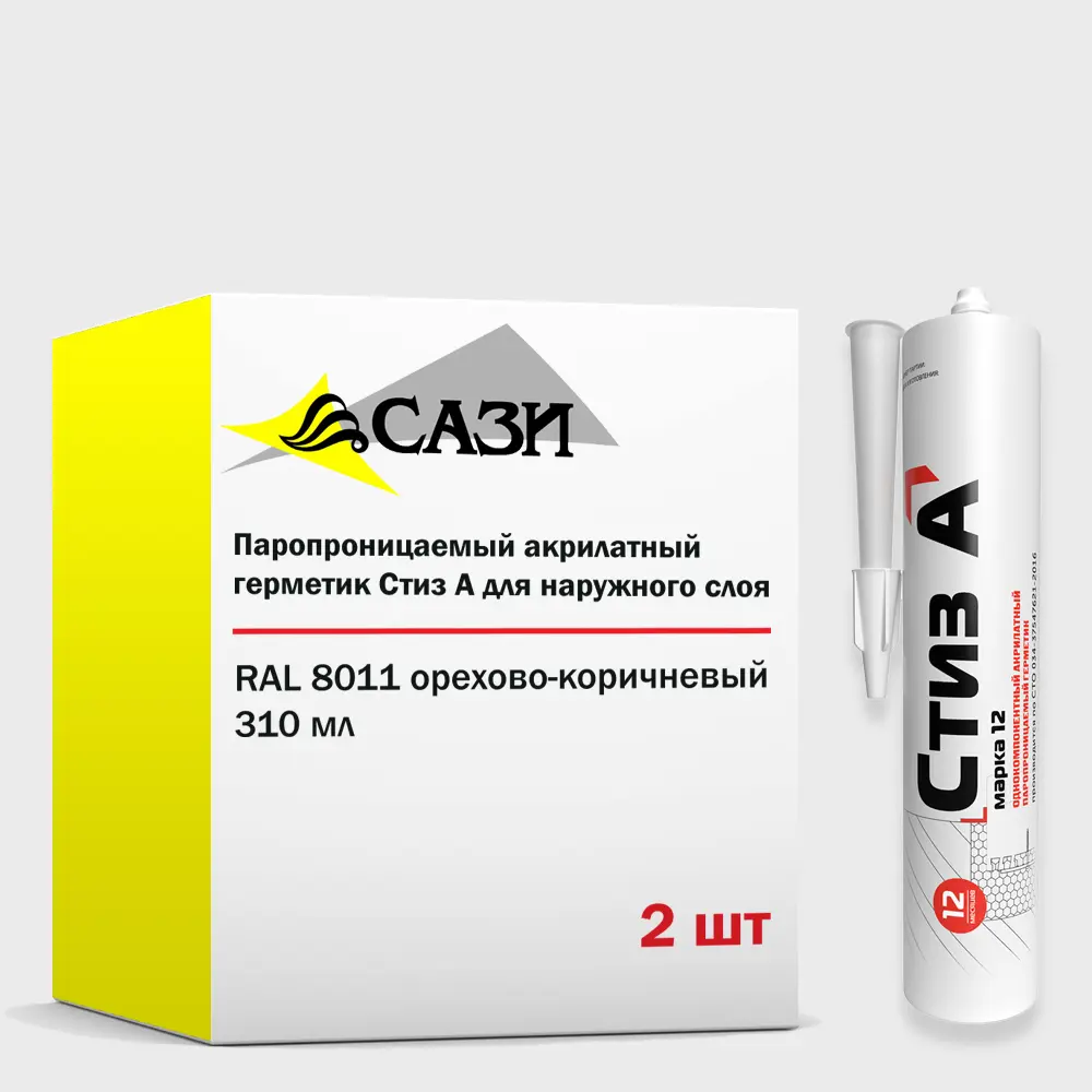 Фото Герметик Стиз А для окон для внешнего слоя при установке окон RAL 8011 орехово-коричневый 310мл 2шт