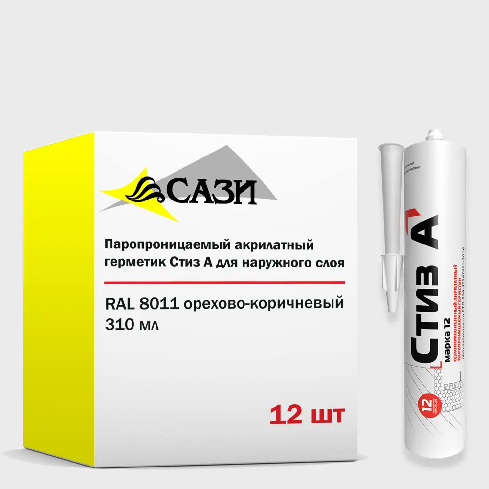 Фото Герметик Стиз А для окон для внешнего слоя при установке окон RAL 8011 орехово-коричневый 310мл 12шт Фото Герметик Стиз А для окон для внешнего слоя при установке окон RAL 8011 орехово-коричневый 310мл 12шт