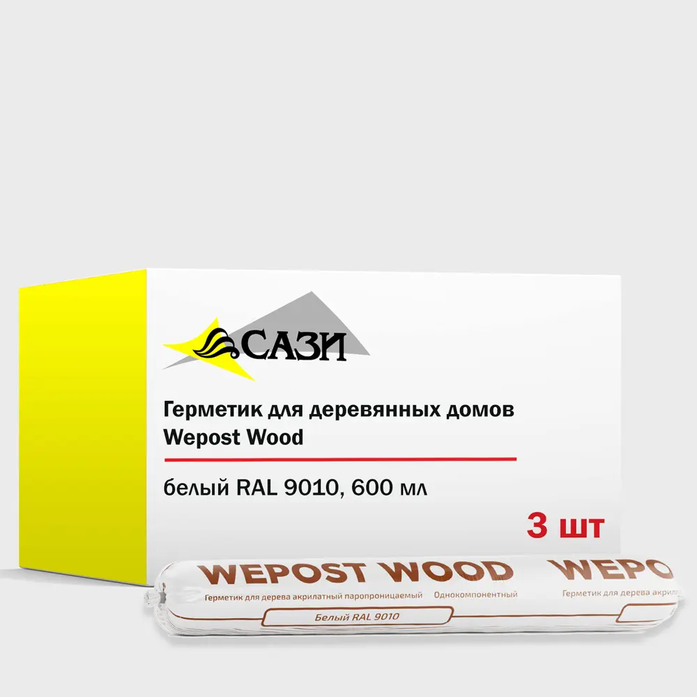 Фото Герметик для дерева Wepost wood теплый шов RAL 9010 белый 600мл 3шт Фото Герметик для дерева Wepost wood теплый шов RAL 9010 белый 600мл 3шт