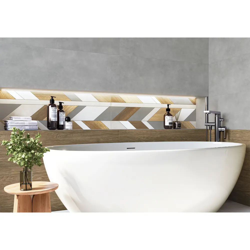 Фото Настенная плитка Alma ceramica Mural TWU3090MUR40R 30x90см цвет коричневый Фото Настенная плитка Alma ceramica Mural TWU3090MUR40R 30x90см цвет коричневый