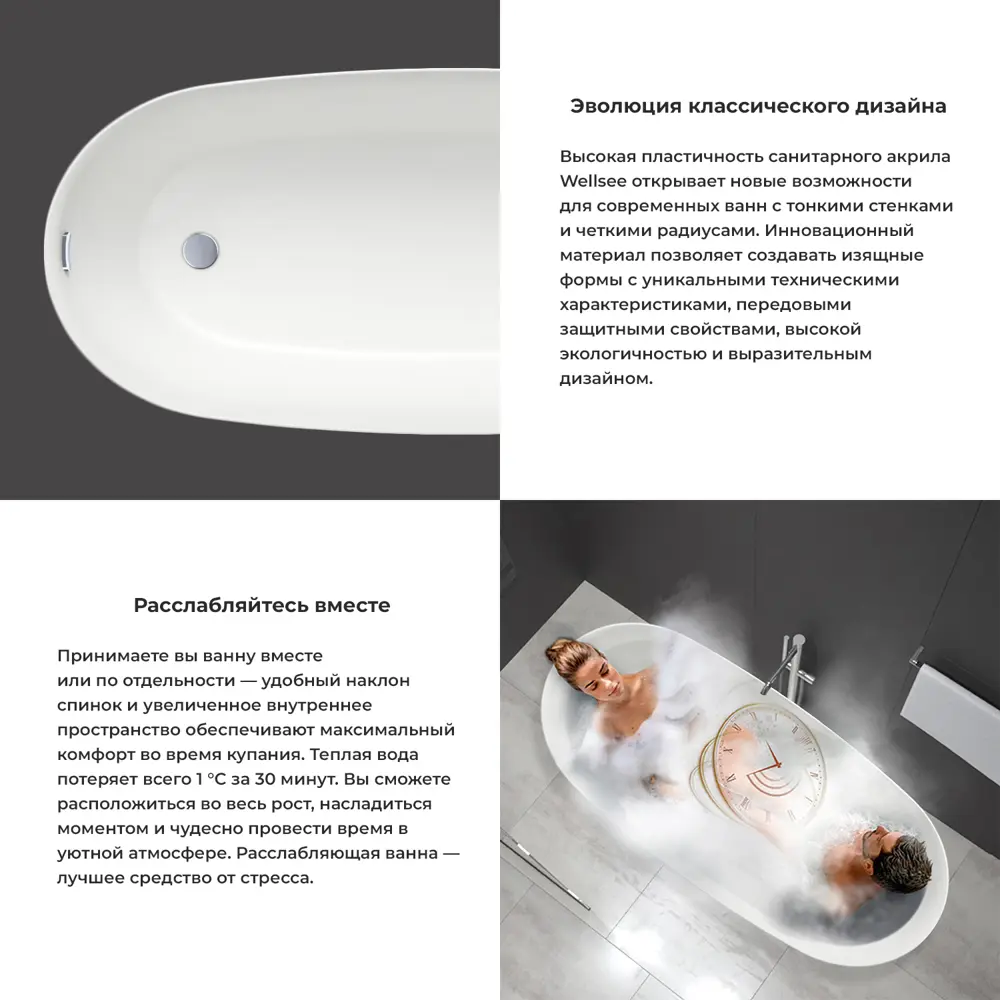 Фото 4 Прямоугольная ванна WELLSEE 236602001 акрил 180x80см