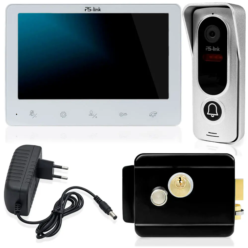 Фото Видеодомофон Ps-link KIT-742EB-B 7" цвет белый с электромеханическим замком и вызывной панелью Фото Видеодомофон Ps-link KIT-742EB-B 7" цвет белый с электромеханическим замком и вызывной панелью