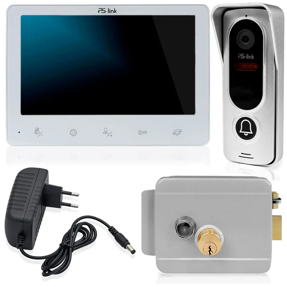 Фото Видеодомофон Ps-link KIT-742EB-G 7" цвет белый с электромеханическим замком и вызывной панелью 6860 Фото Видеодомофон Ps-link KIT-742EB-G 7" цвет белый с электромеханическим замком и вызывной панелью 6860