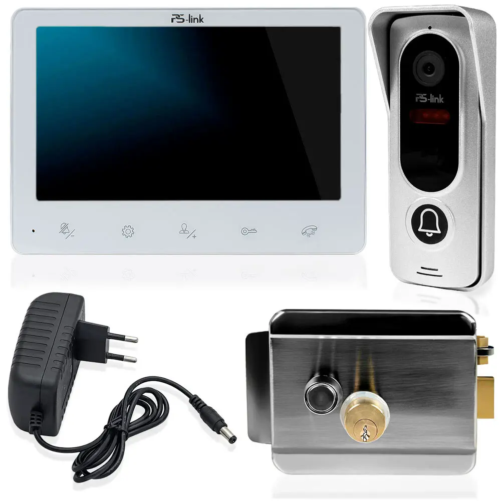 Фото Видеодомофон Ps-link KIT-742EB-SS 7" цвет белый с электромеханическим замком и вызывной панелью 6859 Фото Видеодомофон Ps-link KIT-742EB-SS 7" цвет белый с электромеханическим замком и вызывной панелью 6859