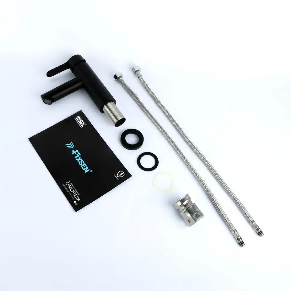 Фото 2 Смеситель для раковины Fixsen Nordic однорычажный цвет черный матовый Фото 2 Смеситель для раковины Fixsen Nordic однорычажный цвет черный матовый