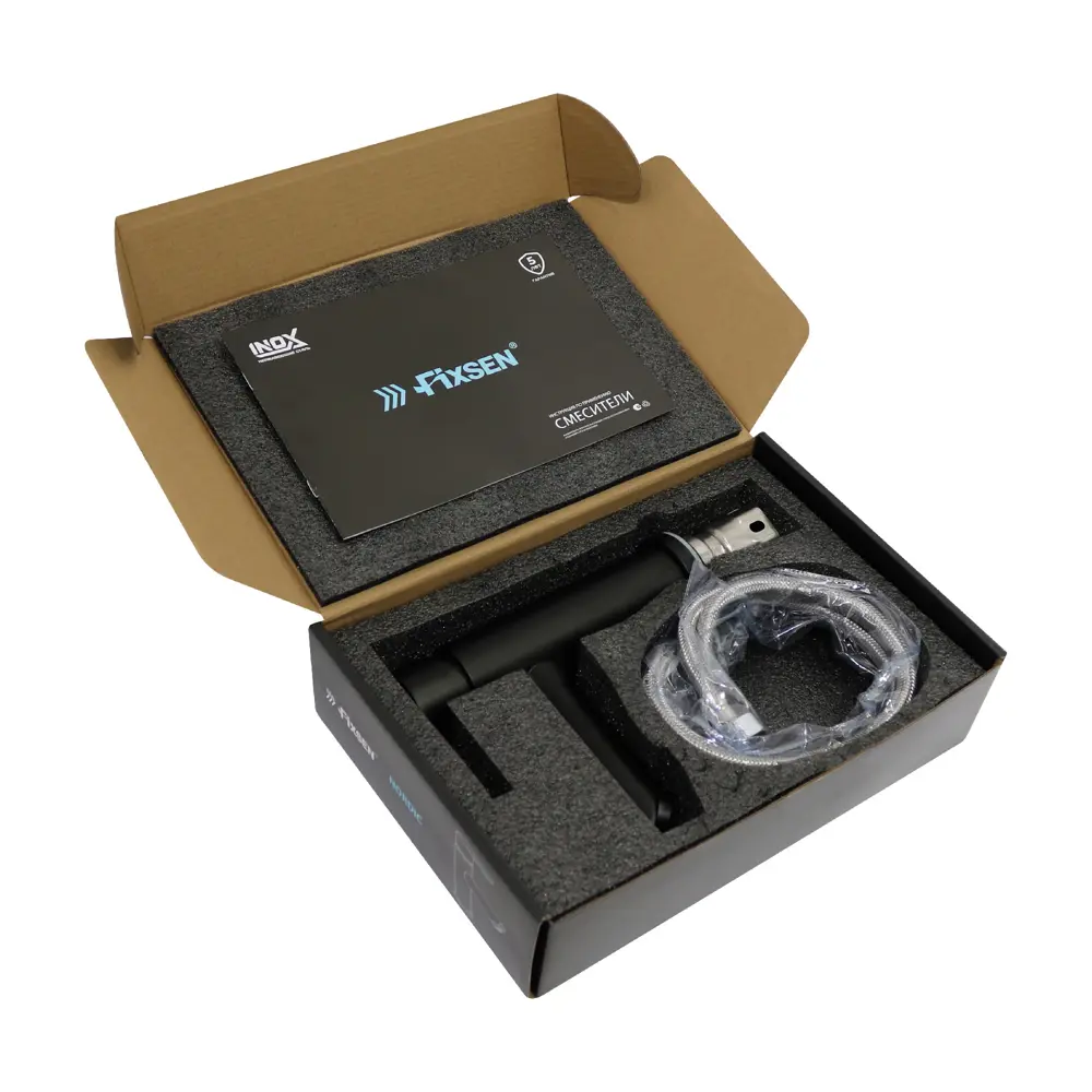 Фото 5 Смеситель для раковины Fixsen Nordic однорычажный цвет черный матовый Фото 5 Смеситель для раковины Fixsen Nordic однорычажный цвет черный матовый