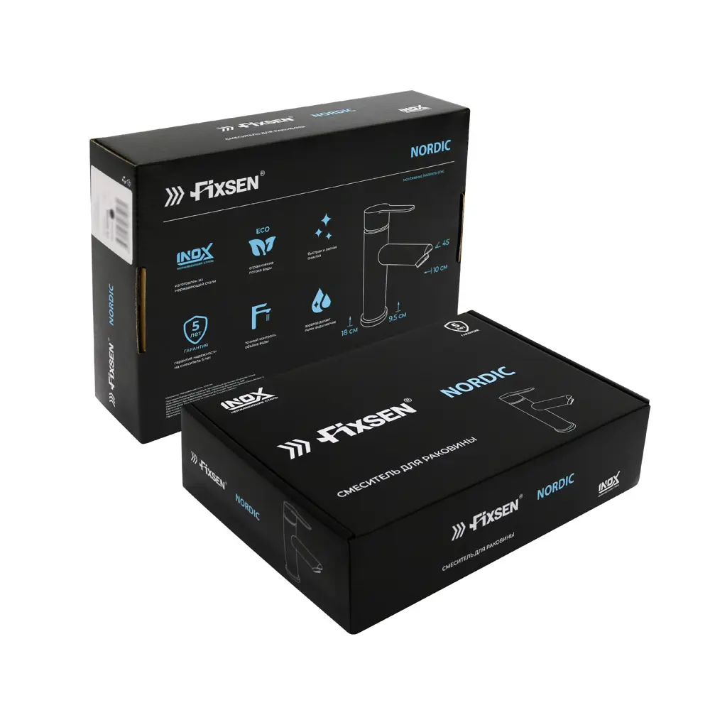 Фото 6 Смеситель для раковины Fixsen Nordic однорычажный цвет черный матовый Фото 6 Смеситель для раковины Fixsen Nordic однорычажный цвет черный матовый