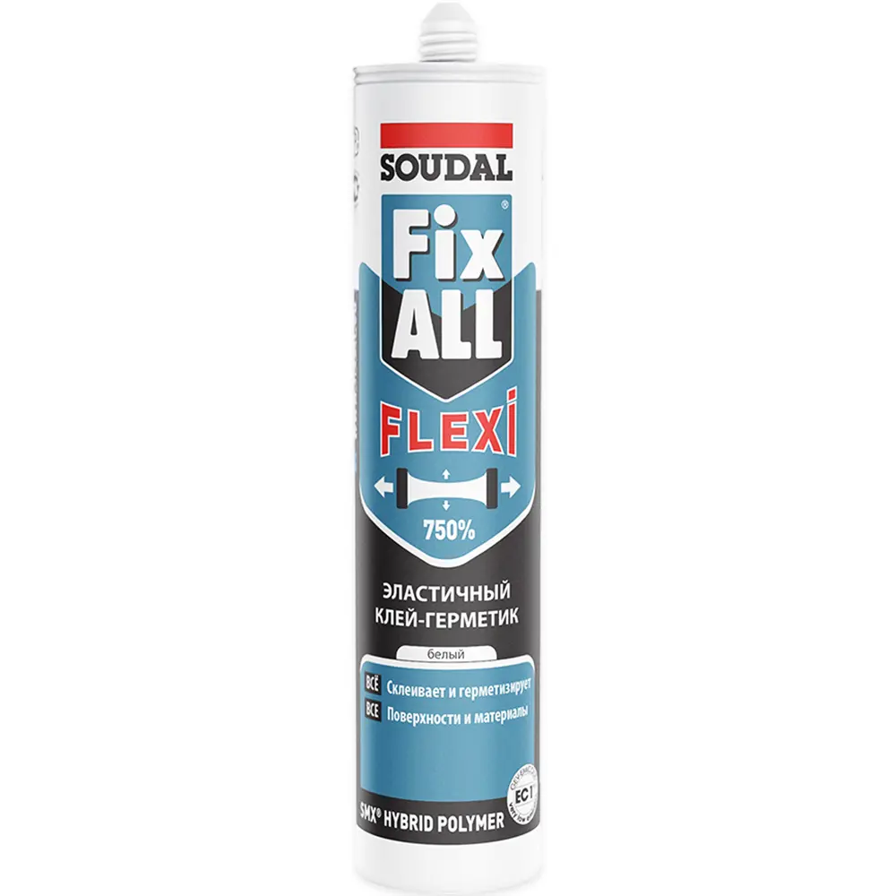 Фото 2 Герметик ms-полимерный Soudal Fix All Flexi универсальный влагостойкий эластичный белый 280 мл 3 шт Фото 2 Герметик ms-полимерный Soudal Fix All Flexi универсальный влагостойкий эластичный белый 280 мл 3 шт