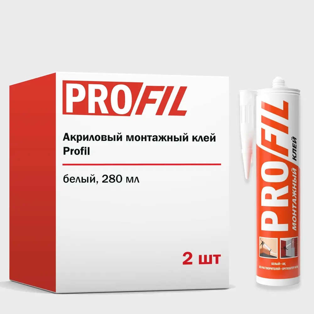 Фото Клей монтажный акрил Profil готов к использованию белый 280 мл 2 шт Фото Клей монтажный акрил Profil готов к использованию белый 280 мл 2 шт