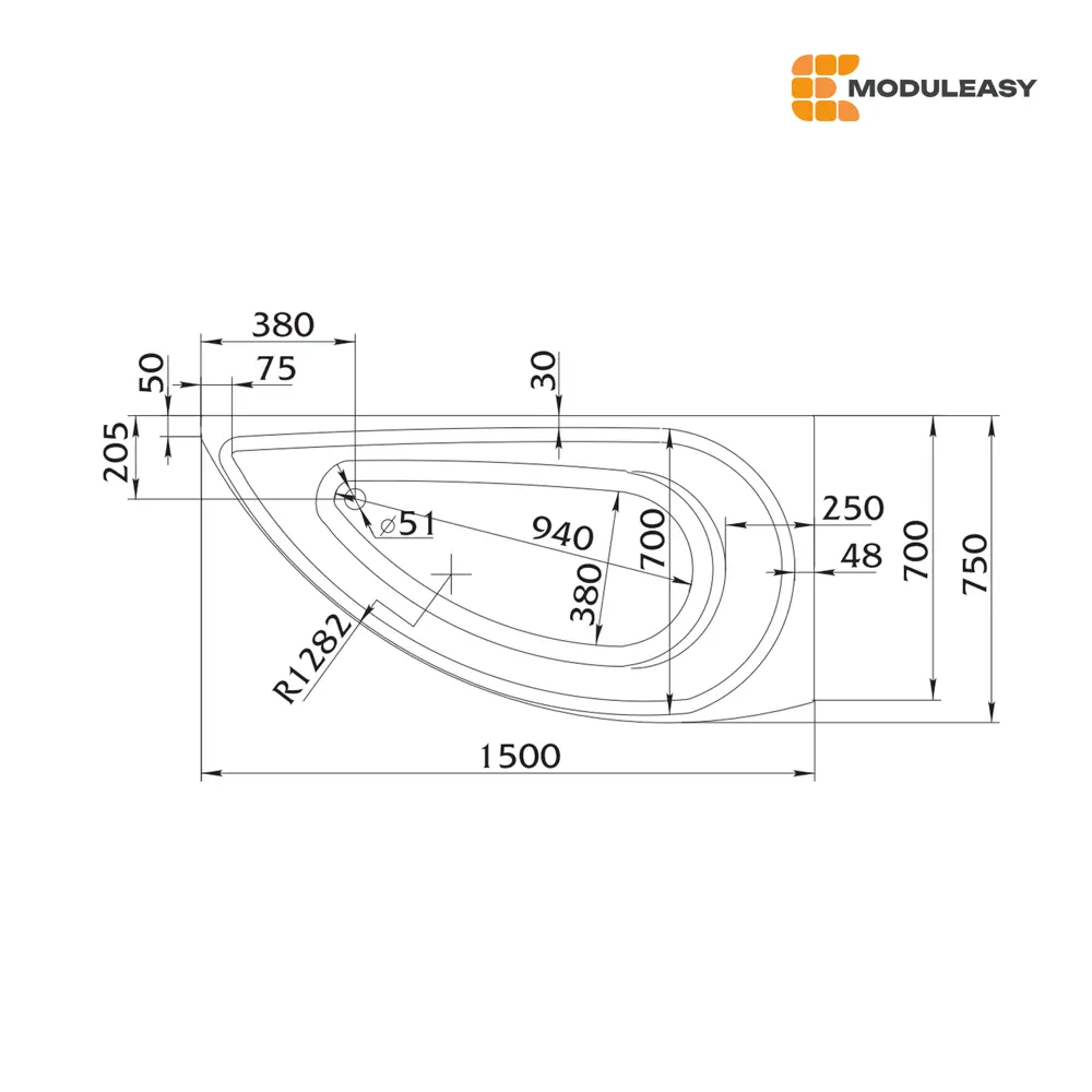 Фото 5 Прямоугольная ванна Moduleasy ELI 01эли1570лкс2+ акрил 150x70см