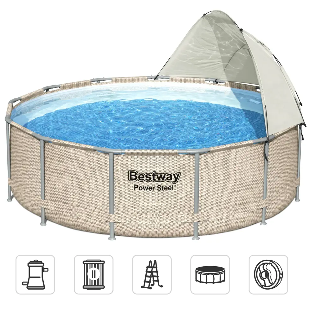 Фото Бассейн каркасный Bestway 5614V BW ø396 h107 см 11133 л Фото Бассейн каркасный Bestway 5614V BW ø396 h107 см 11133 л