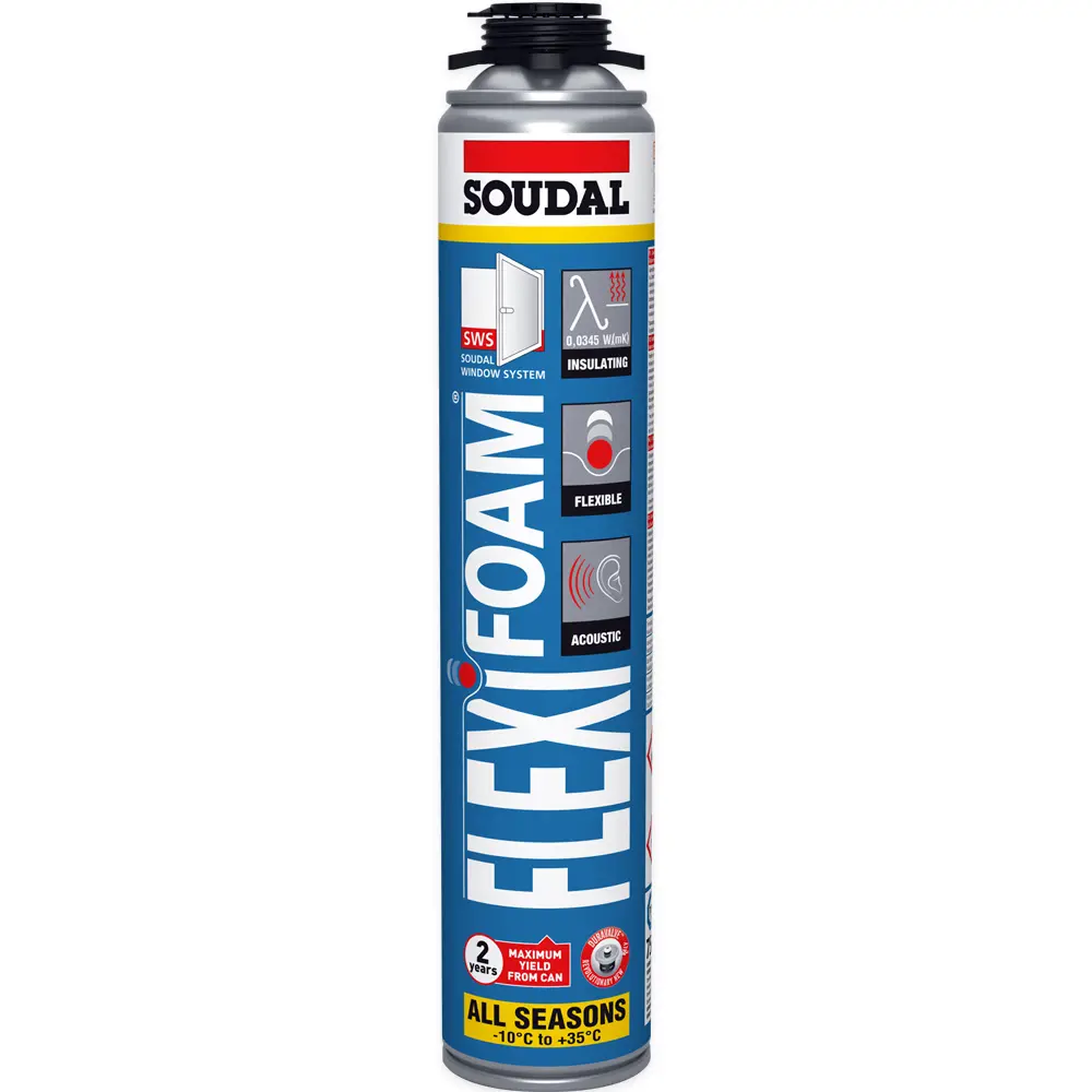 Фото 2 Пена монтажная Soudal Flexifoam профессиональная эластичная выход 35 л летняя 750 мл 6 шт Фото 2 Пена монтажная Soudal Flexifoam профессиональная эластичная выход 35 л летняя 750 мл 6 шт