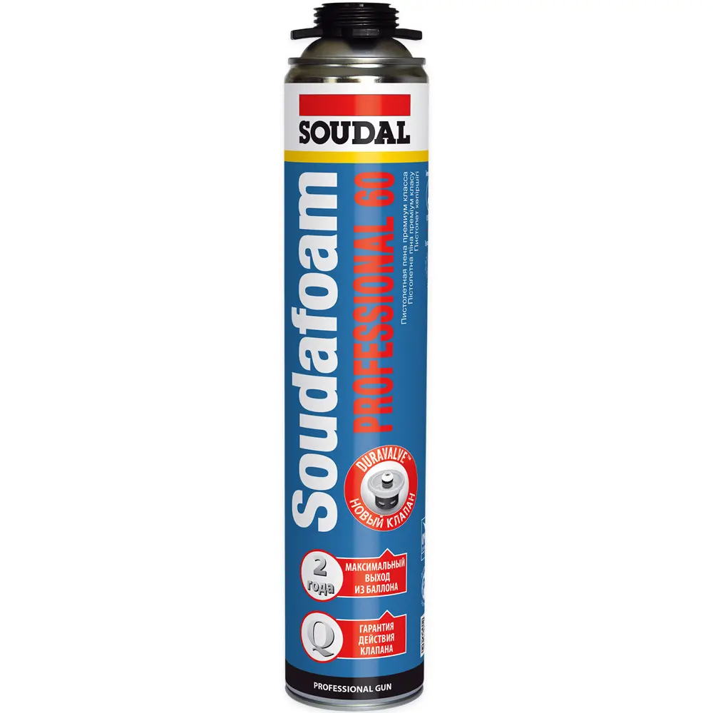 Фото 2 Пена монтажная Soudal Soudafoam Professional 60 профессиональная выход 60 л летняя 750 мл 3 шт