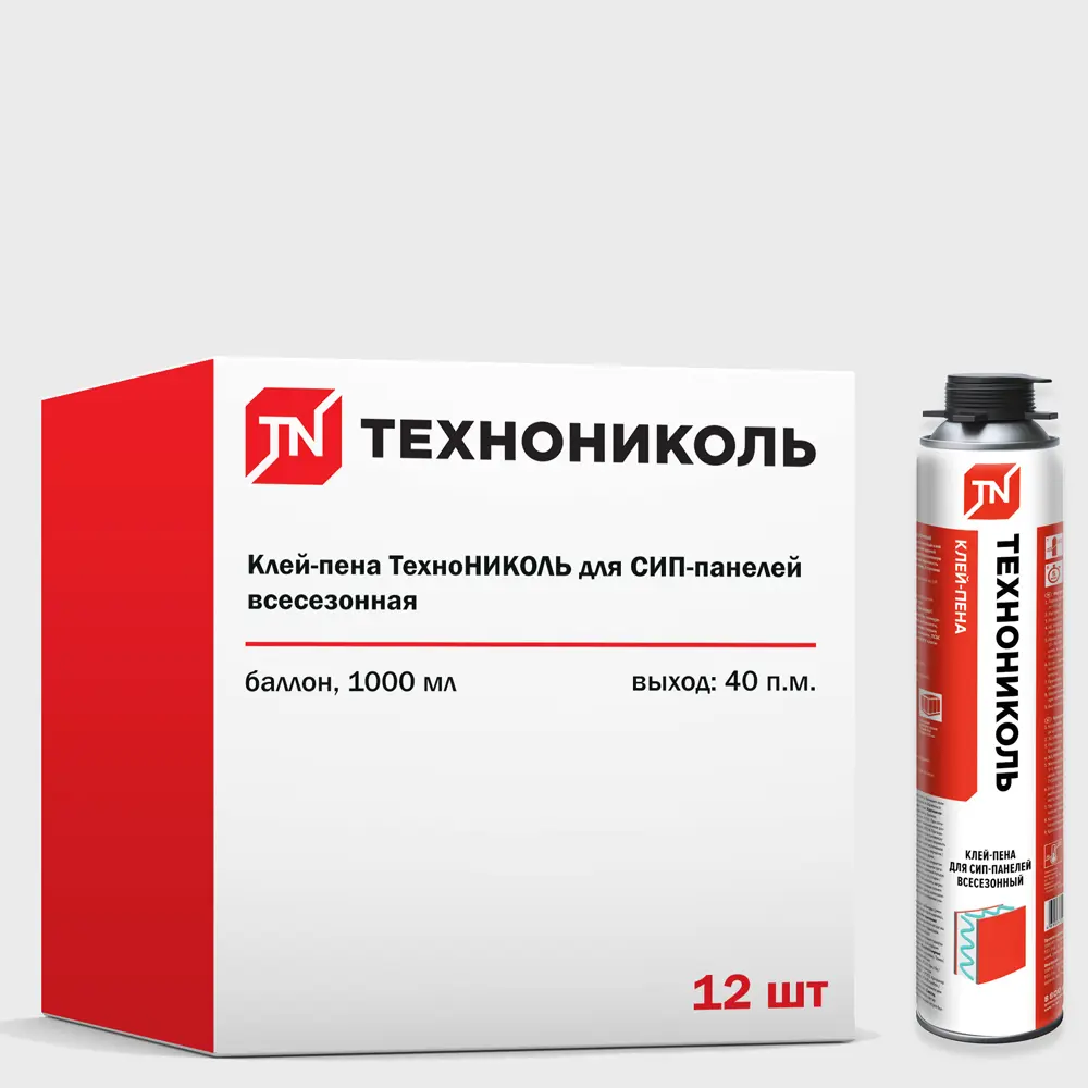 Фото Клей-пена Технониколь для SIP-панелей профессиональная всесезонная 1000 мл 12 шт Фото Клей-пена Технониколь для SIP-панелей профессиональная всесезонная 1000 мл 12 шт