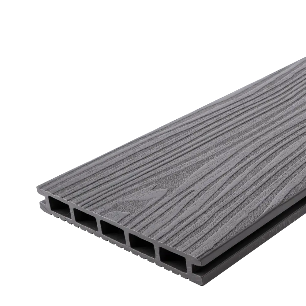 Фото Террасная доска ДПК T-Decks цвет Серый 150x20x3000 мм двусторонняя вельвет/структура древесины 0.45 м² Фото Террасная доска ДПК T-Decks цвет Серый 150x20x3000 мм двусторонняя вельвет/структура древесины 0.45 м²