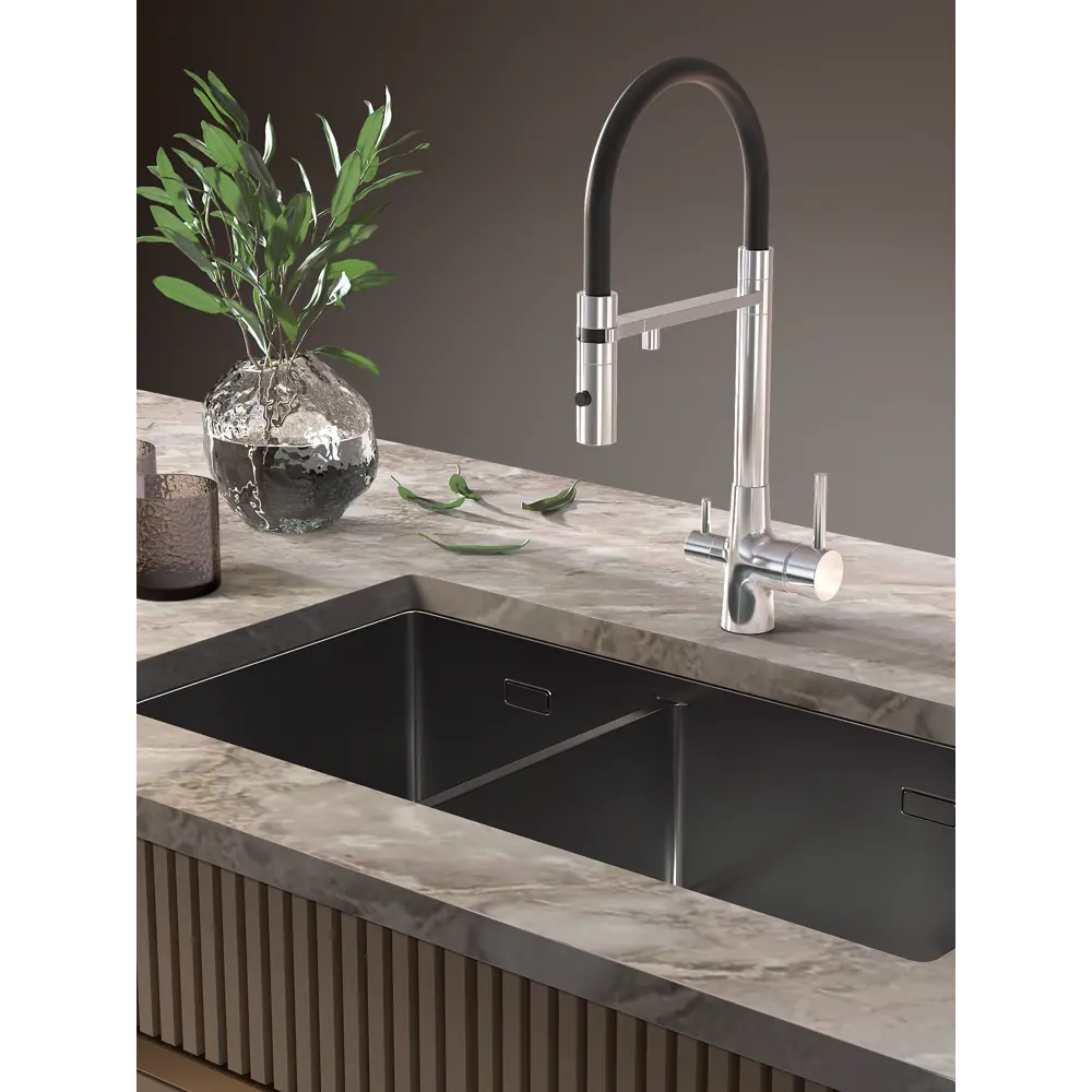 Фото Смеситель для кухни Esko line EL_MGN black гибкий излив 33 см цвет разноцветный Фото Смеситель для кухни Esko line EL_MGN black гибкий излив 33 см цвет разноцветный