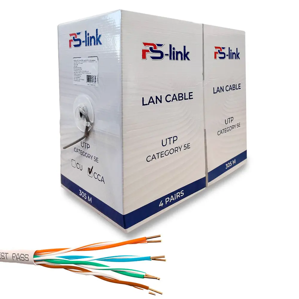 Фото 6 Кабель витая пара Ps-Link UTP4 cat 5e 50 м омедненный с коннекторами RJ-45 5581 Фото 6 Кабель витая пара Ps-Link UTP4 cat 5e 50 м омедненный с коннекторами RJ-45 5581