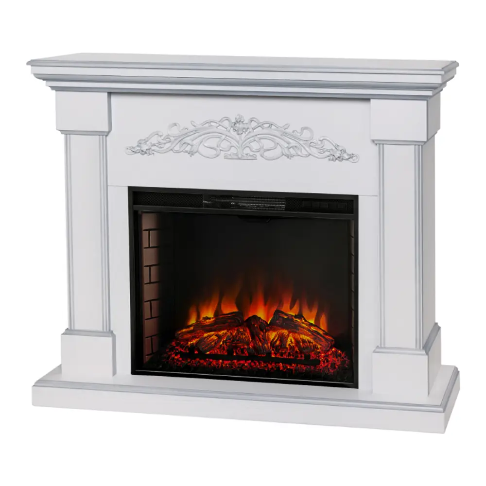 Фото 2 Каминокомплект Realflame Ofelia 26 WT-519S с очагом Epsilon 26 750Вт белый дуб с серебряной патиной Фото 2 Каминокомплект Realflame Ofelia 26 WT-519S с очагом Epsilon 26 750Вт белый дуб с серебряной патиной