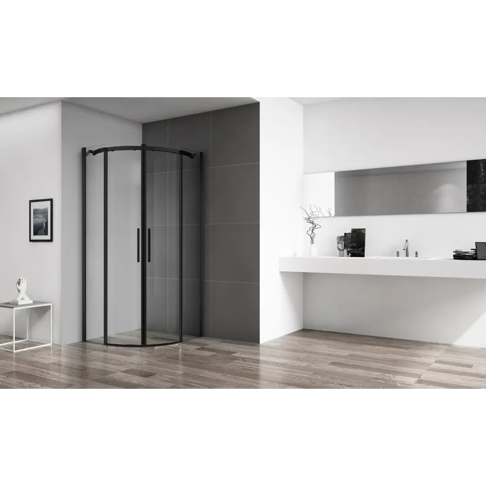Фото 3 Душевой уголок Belbagno Acqua 222561 1/4 круга 90х90см черный профиль эффект стекла прозрачный Фото 3 Душевой уголок Belbagno Acqua 222561 1/4 круга 90х90см черный профиль эффект стекла прозрачный