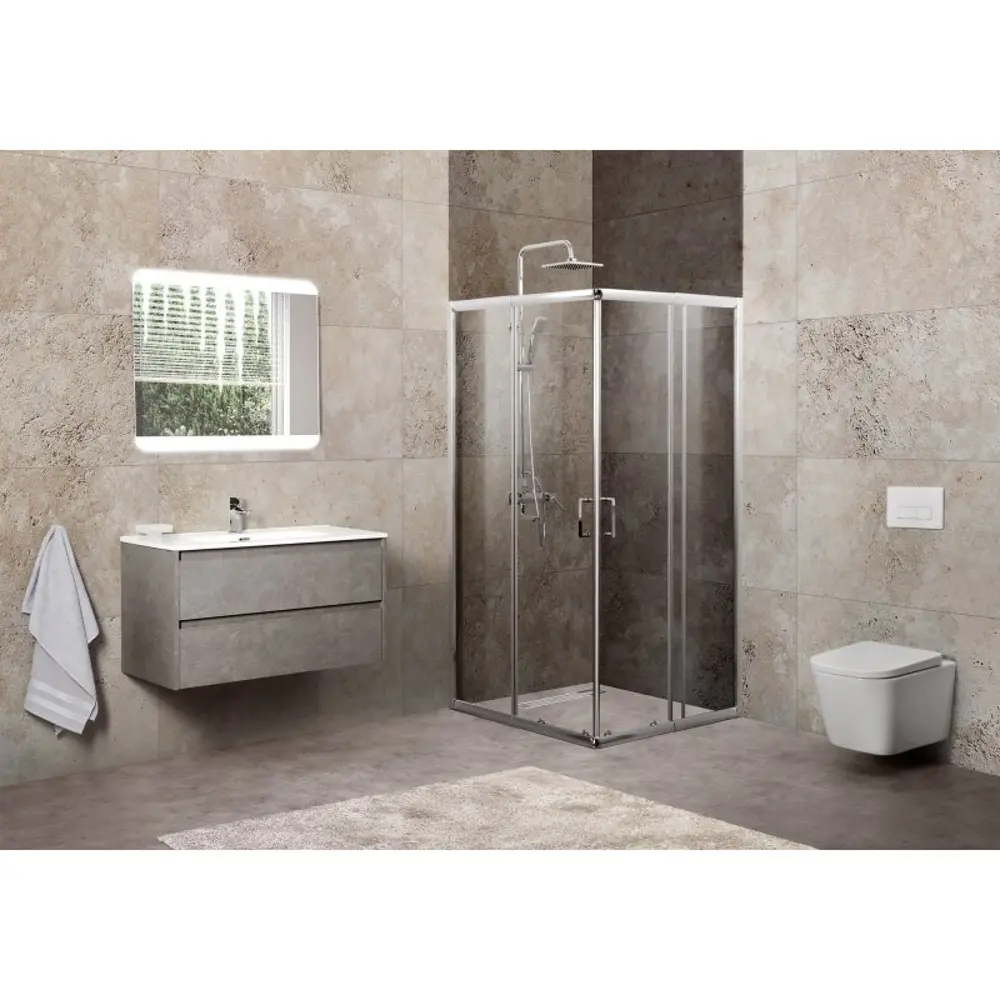 Фото 2 Душевой уголок Belbagno Unique 128324 квадратный 90х90см серебристый блеск профиль эффект стекла прозрачный Фото 2 Душевой уголок Belbagno Unique 128324 квадратный 90х90см серебристый блеск профиль эффект стекла прозрачный