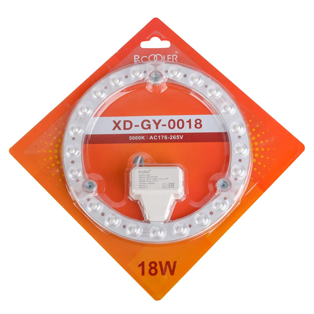 Фото 6 Модуль светодиодный Pccooler Led xd-gy-0018 175-240 В 18 Вт кольцо 1450 Лм нейтральный белый 2 шт