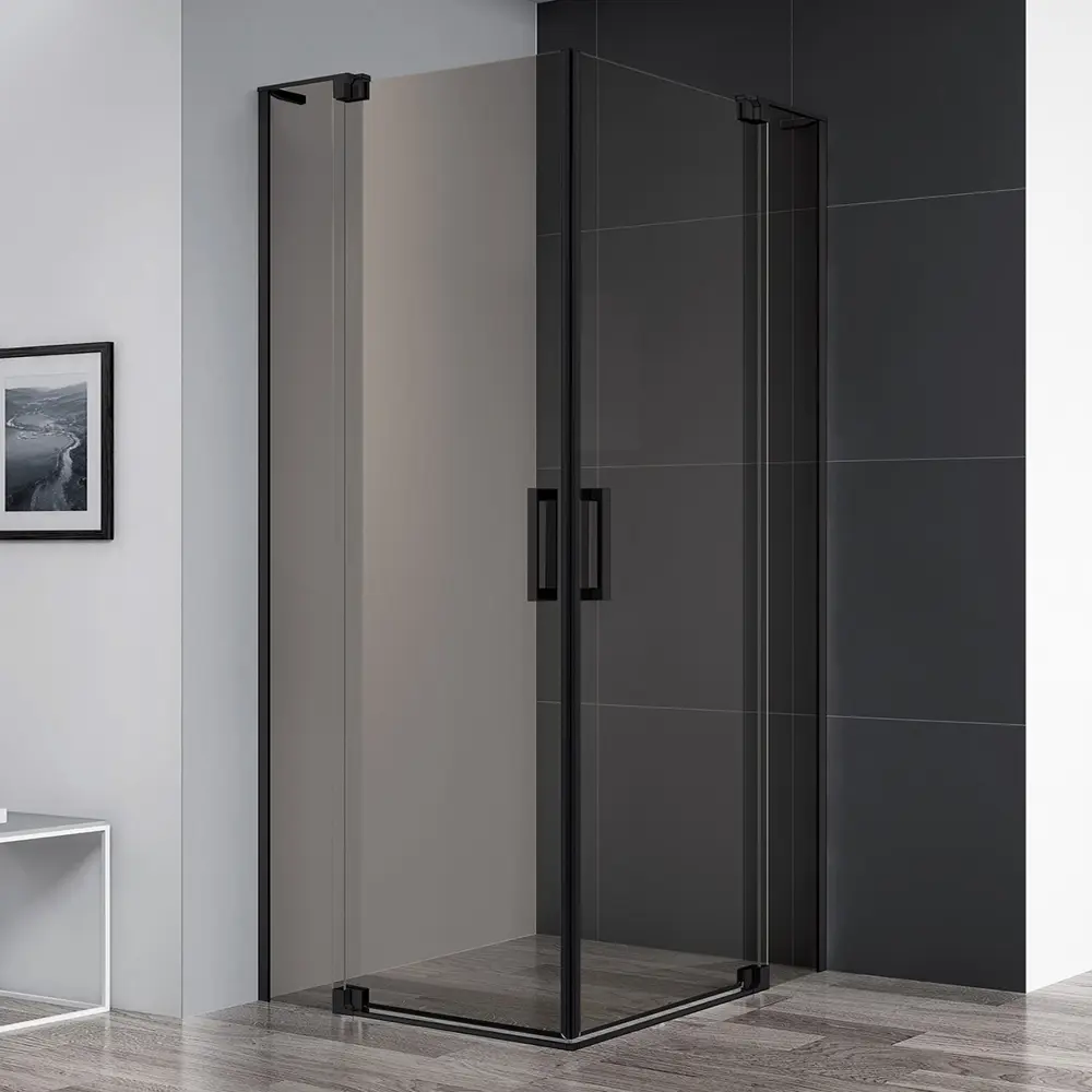 Фото 3 Душевой уголок Cezares Slider 421870 прямоугольный 90x80см черный профиль эффект стекла тонированный