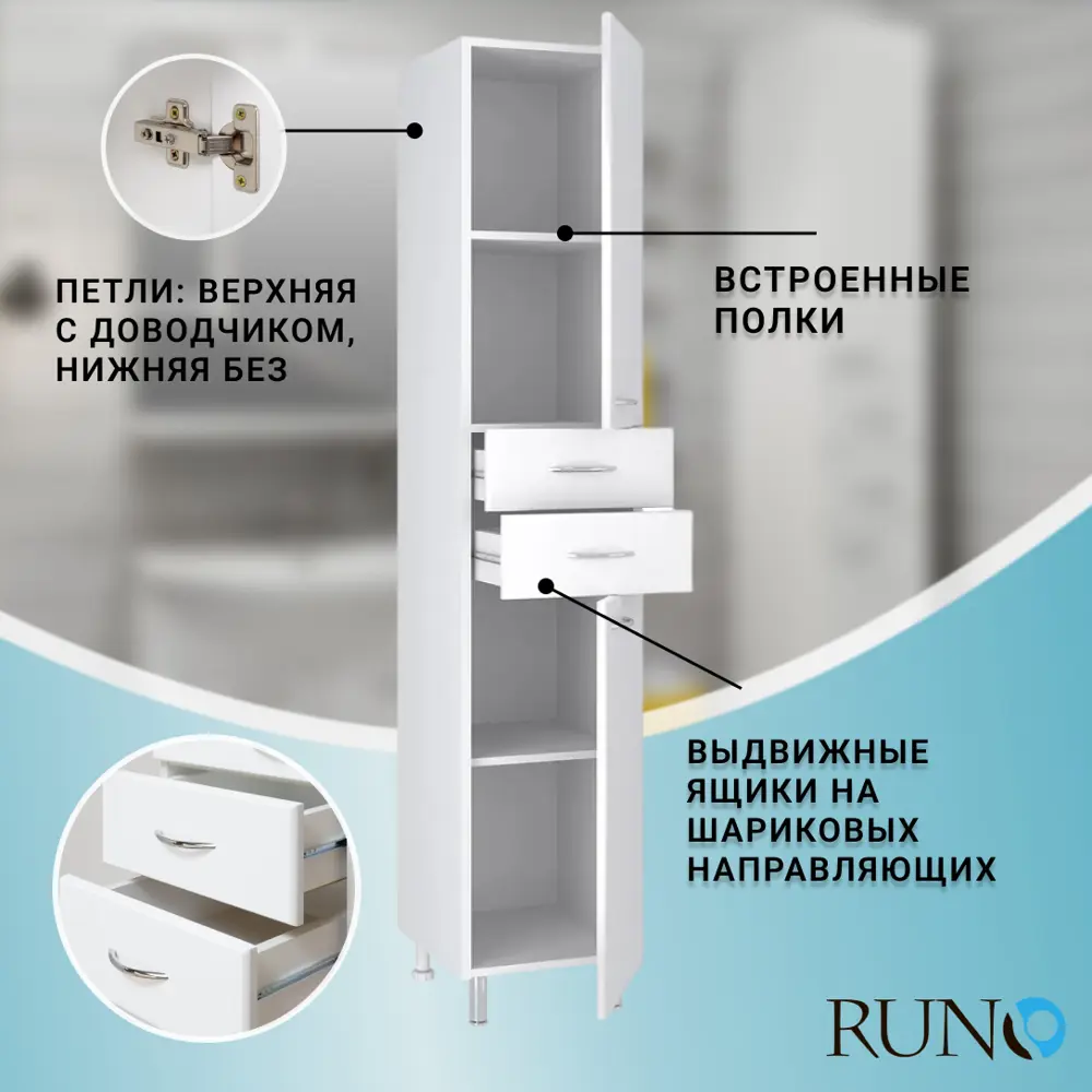 Фото 5 Пенал для ванной комнаты Runo 35 см правый напольный Фото 5 Пенал для ванной комнаты Runo 35 см правый напольный