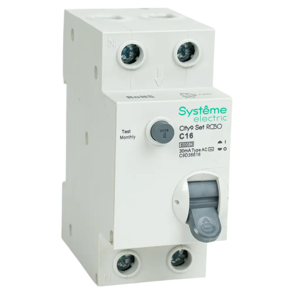 Фото Дифференциальный автомат Systeme Electric City9 Set C9D36616 1P N С16 А 30мА 6кА AC Фото Дифференциальный автомат Systeme Electric City9 Set C9D36616 1P N С16 А 30мА 6кА AC