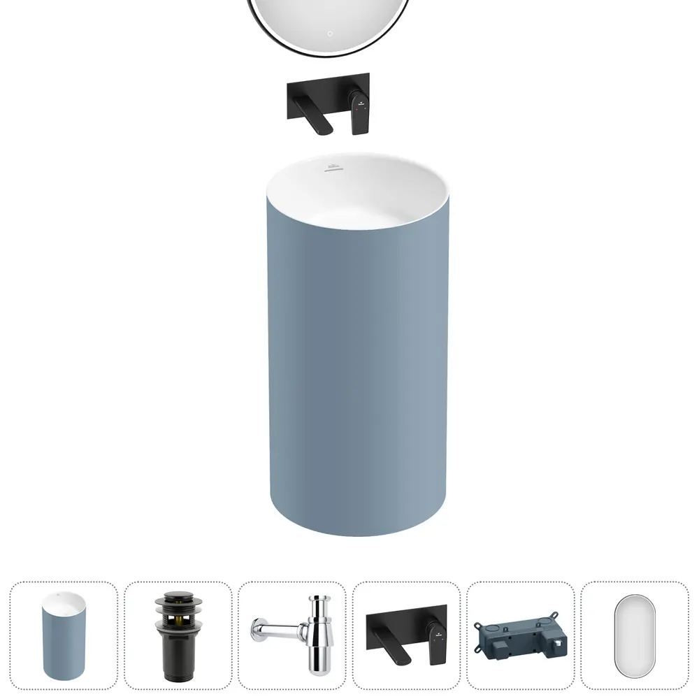 Фото 3 Раковина напольная отдельностоящая Wellsee Chalice Perfection 20220040R 45x45x85 см цвет синий Фото 3 Раковина напольная отдельностоящая Wellsee Chalice Perfection 20220040R 45x45x85 см цвет синий