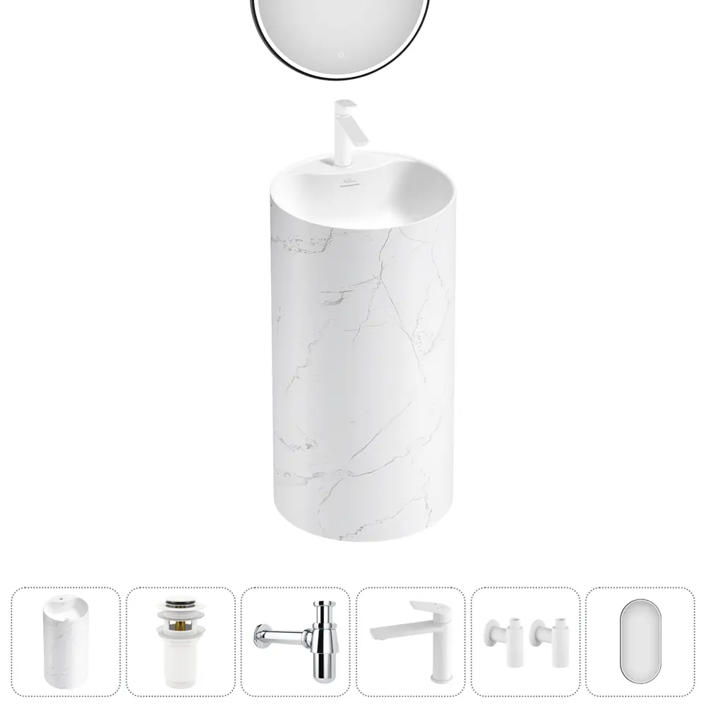 Фото 6 Раковина напольная отдельностоящая Wellsee Chalice Perfection 20220098R 45x45x85 см цвет белый Фото 6 Раковина напольная отдельностоящая Wellsee Chalice Perfection 20220098R 45x45x85 см цвет белый