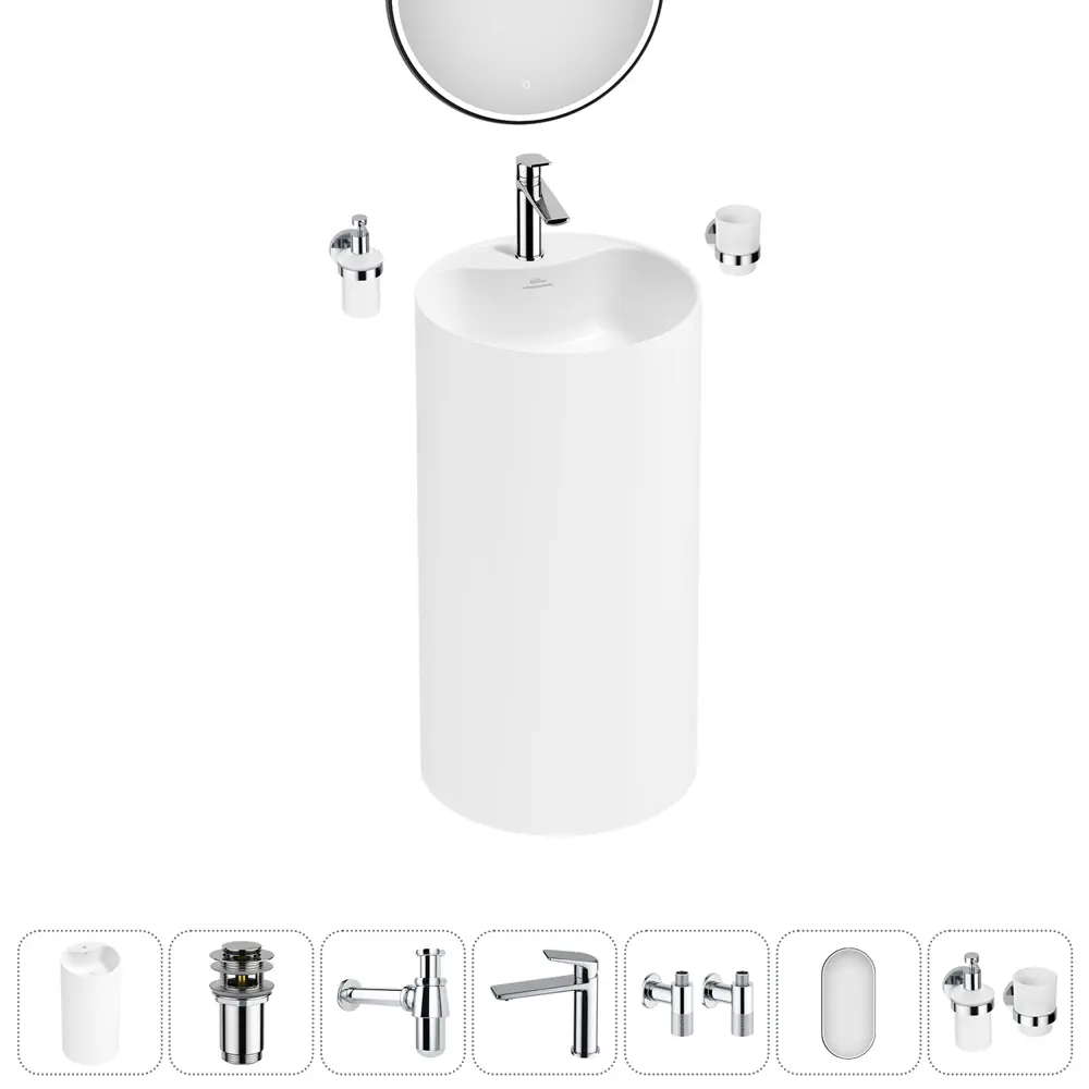 Фото 7 Раковина напольная отдельностоящая Wellsee Chalice Perfection 20220061R 45x45x85 см цвет белый Фото 7 Раковина напольная отдельностоящая Wellsee Chalice Perfection 20220061R 45x45x85 см цвет белый