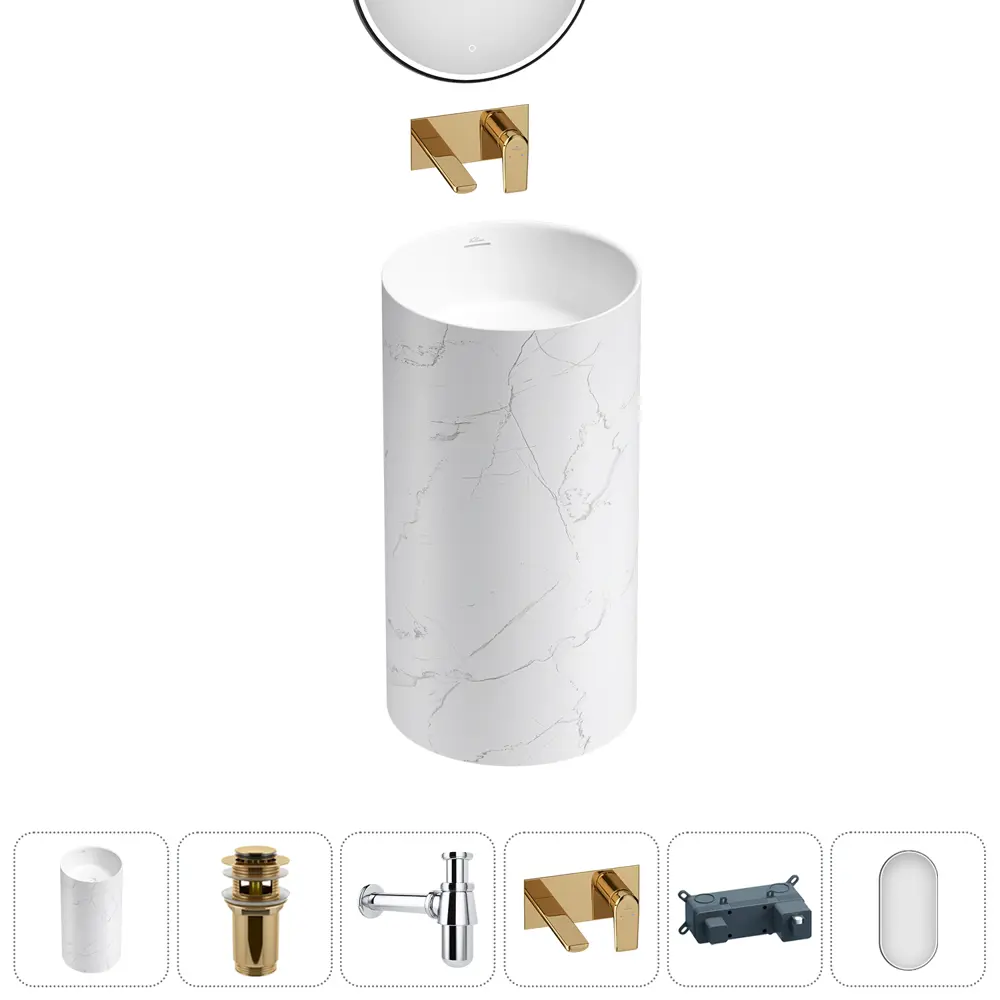 Фото 5 Раковина напольная отдельностоящая Wellsee Chalice Perfection 20220029R 45x45x85 см цвет белый Фото 5 Раковина напольная отдельностоящая Wellsee Chalice Perfection 20220029R 45x45x85 см цвет белый