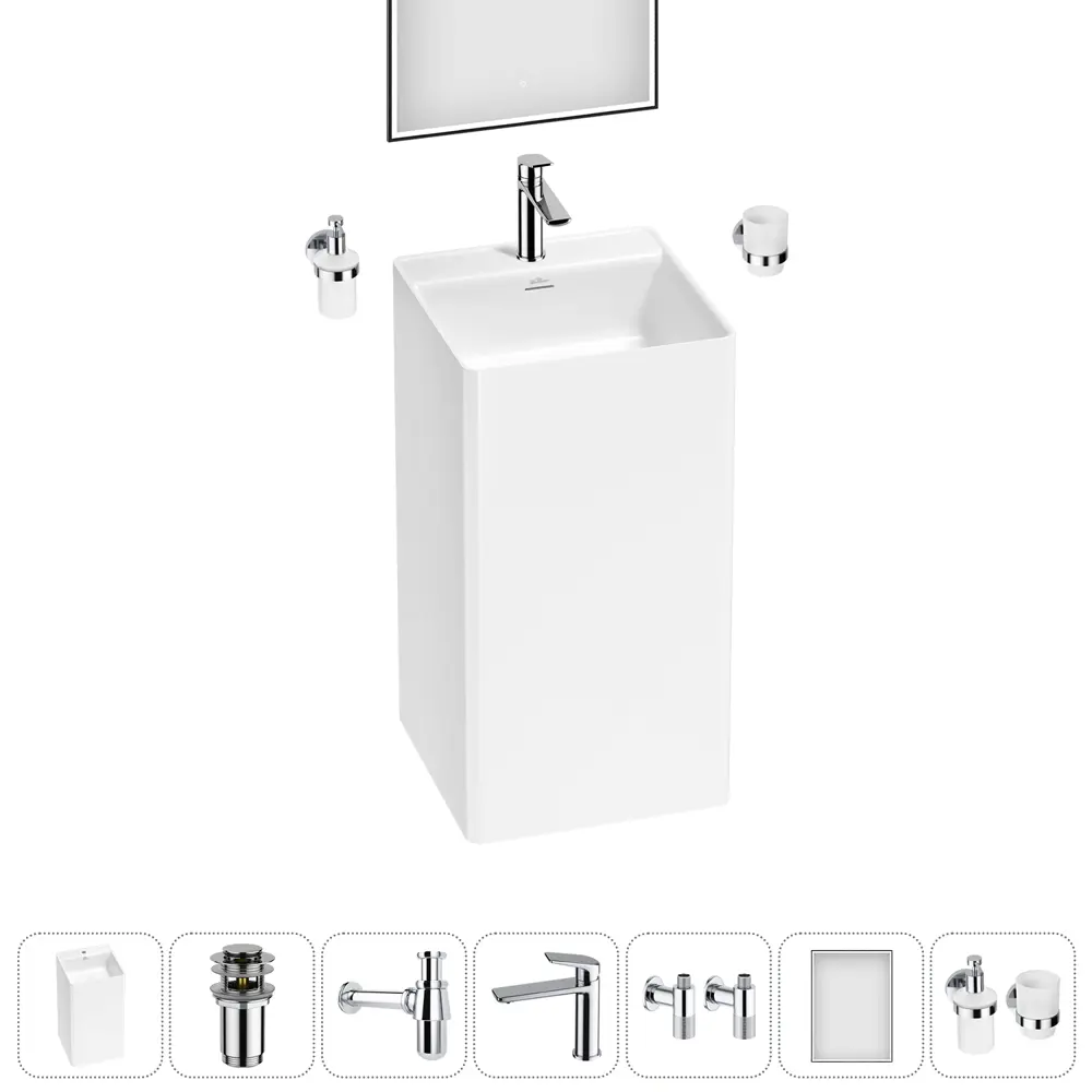Фото 6 Раковина напольная отдельностоящая Wellsee Pure BY Wellsee 20220201R 45x45x85 см цвет белый Фото 6 Раковина напольная отдельностоящая Wellsee Pure BY Wellsee 20220201R 45x45x85 см цвет белый