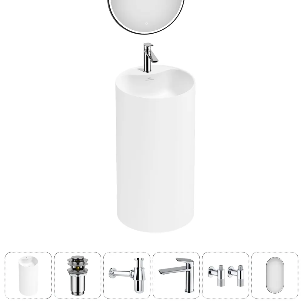 Фото 10 Раковина напольная отдельностоящая Wellsee Chalice Perfection 20220065R 45x45x85 см цвет белый Фото 10 Раковина напольная отдельностоящая Wellsee Chalice Perfection 20220065R 45x45x85 см цвет белый