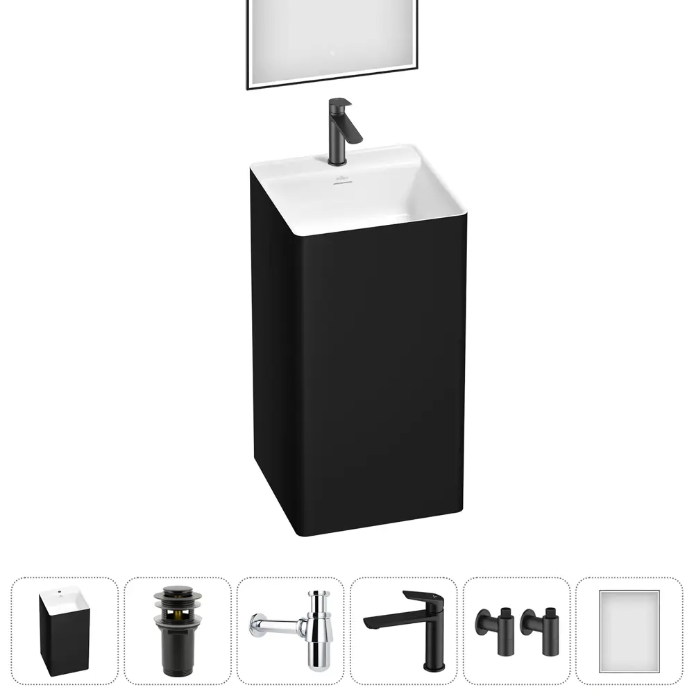 Фото Раковина напольная отдельностоящая Wellsee Pure BY 20220214R 45x45x85 см