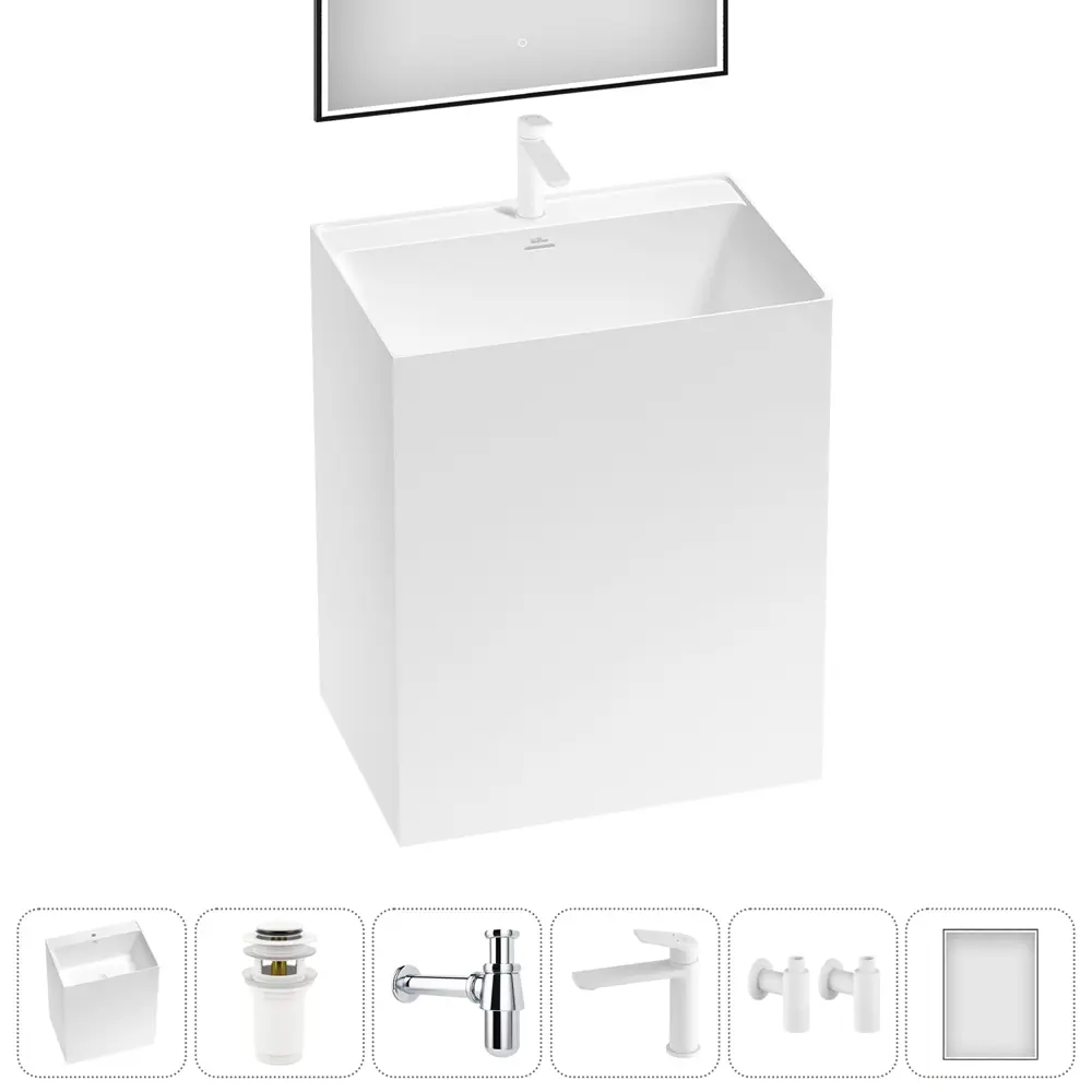 Фото Раковина напольная отдельностоящая Wellsee Doux 20220152R 70x50x85 см Фото Раковина напольная отдельностоящая Wellsee Doux 20220152R 70x50x85 см