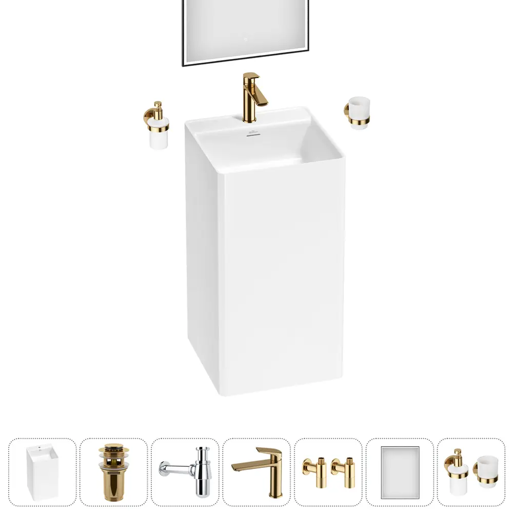 Фото 4 Раковина напольная отдельностоящая Wellsee Pure BY Wellsee 20220203R 45x45x85 см цвет белый Фото 4 Раковина напольная отдельностоящая Wellsee Pure BY Wellsee 20220203R 45x45x85 см цвет белый