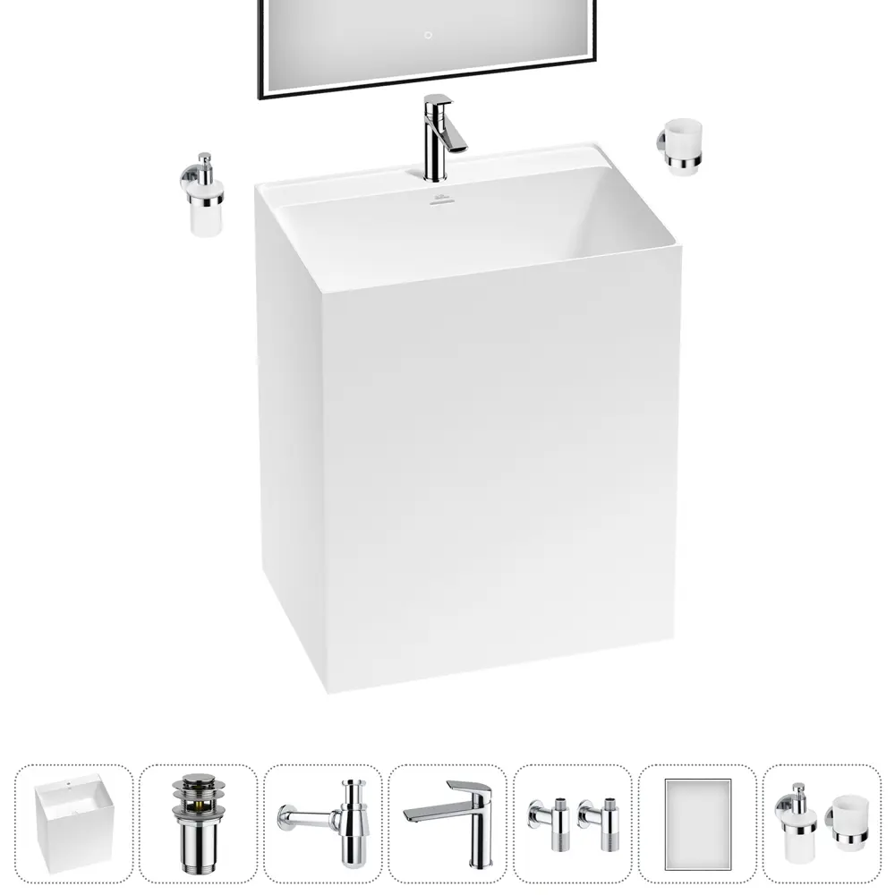 Фото 6 Раковина напольная отдельностоящая Wellsee Doux 20220153R 70x50x85 см цвет белый Фото 6 Раковина напольная отдельностоящая Wellsee Doux 20220153R 70x50x85 см цвет белый