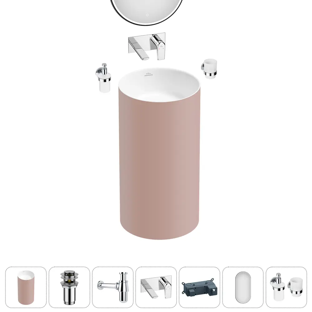 Фото 5 Раковина напольная отдельностоящая Wellsee Chalice Perfection 20220054R 45x45x85 см цвет розовый Фото 5 Раковина напольная отдельностоящая Wellsee Chalice Perfection 20220054R 45x45x85 см цвет розовый