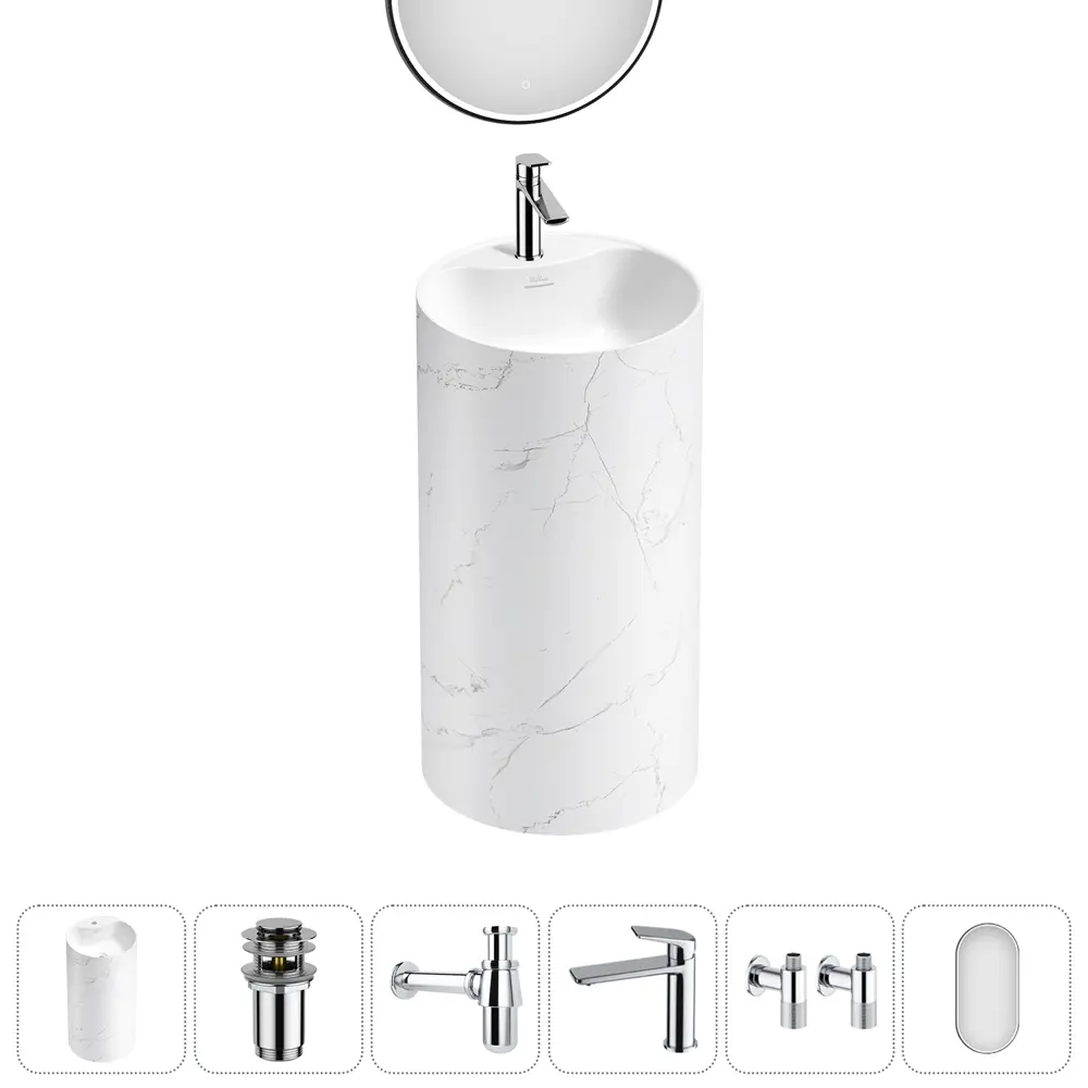 Фото 12 Раковина напольная отдельностоящая Wellsee Chalice Perfection 20220095R 45x45x85 см цвет белый Фото 12 Раковина напольная отдельностоящая Wellsee Chalice Perfection 20220095R 45x45x85 см цвет белый