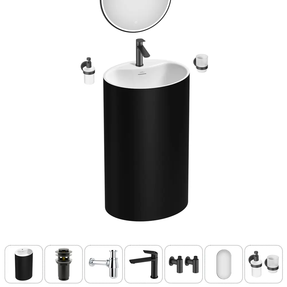 Фото 14 Раковина напольная отдельностоящая Wellsee Coquillage 20220146R 50x38x85 см цвет черный Фото 14 Раковина напольная отдельностоящая Wellsee Coquillage 20220146R 50x38x85 см цвет черный