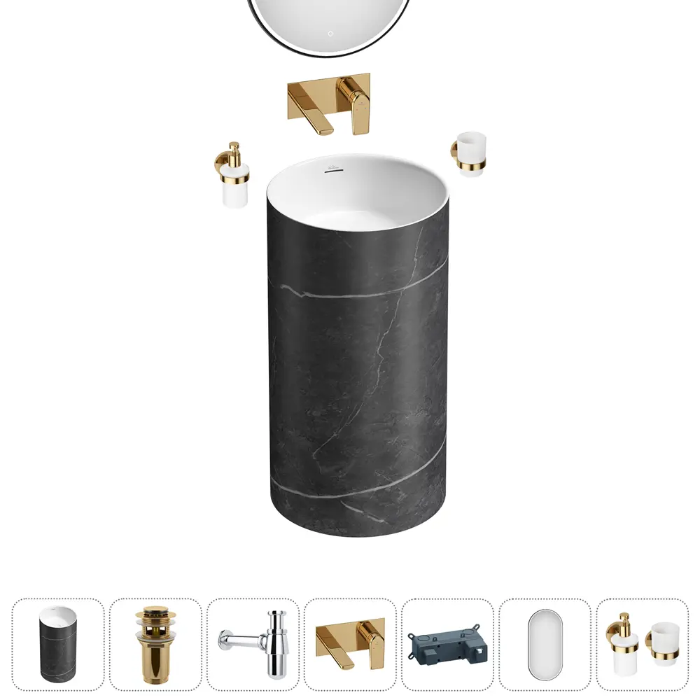 Фото 11 Раковина напольная отдельностоящая Wellsee Chalice Perfection 20220019R 45x45x85 см цвет черный Фото 11 Раковина напольная отдельностоящая Wellsee Chalice Perfection 20220019R 45x45x85 см цвет черный