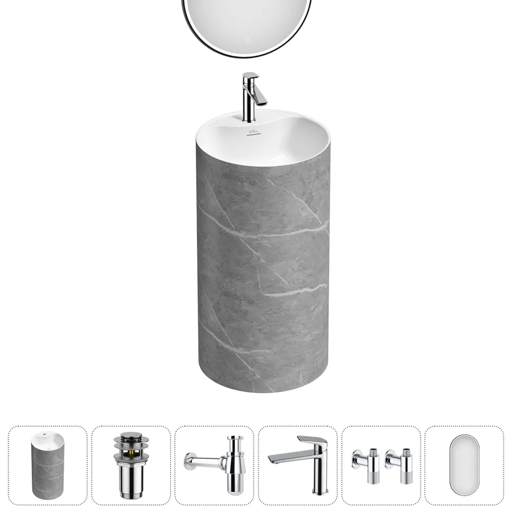 Фото 6 Раковина напольная отдельностоящая Wellsee Chalice Perfection 20220089R 45x45x85 см цвет серый/серебристый Фото 6 Раковина напольная отдельностоящая Wellsee Chalice Perfection 20220089R 45x45x85 см цвет серый/серебристый